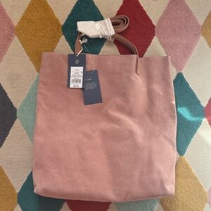 Women's Blush Pink Suede Tote Bag